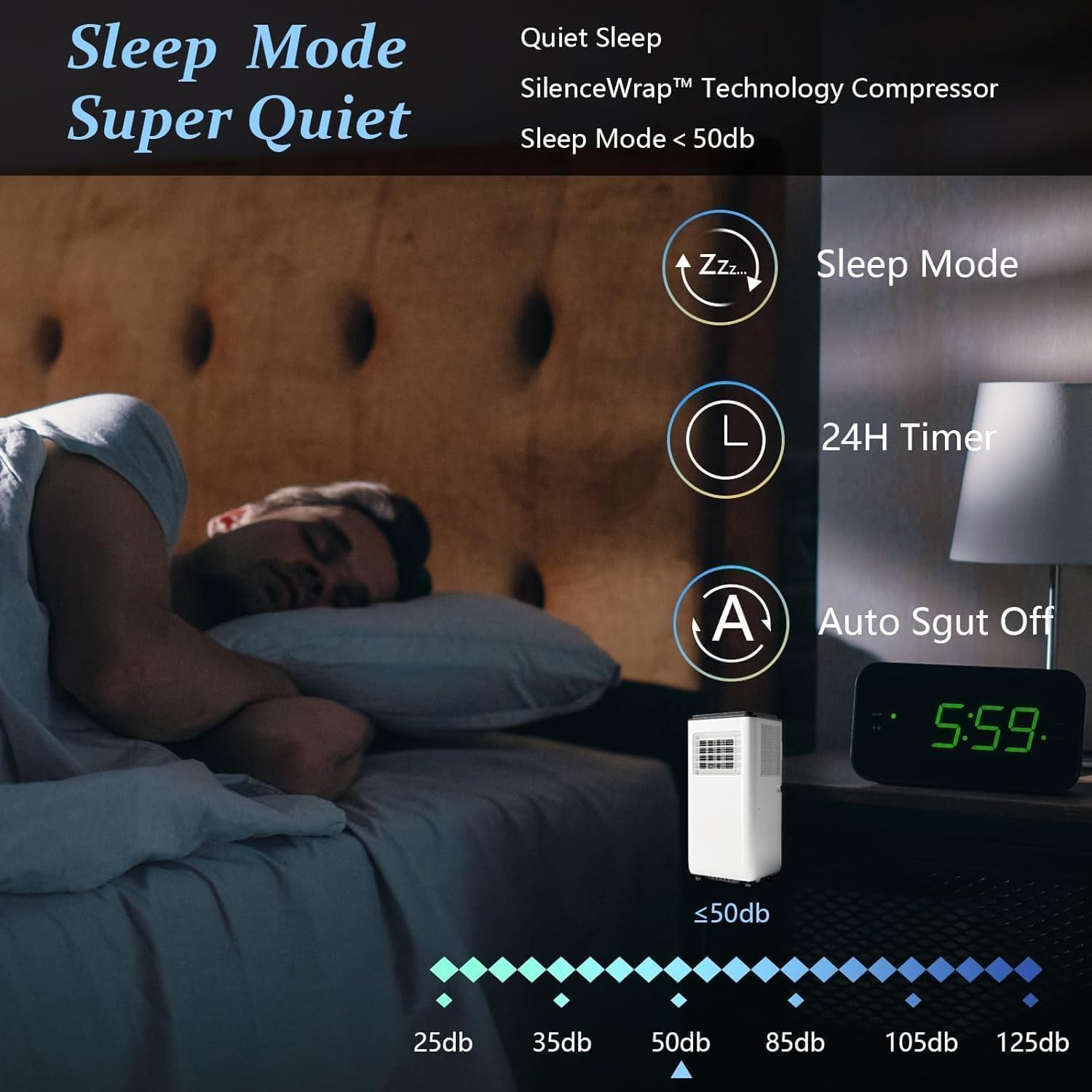 GarveeHome 8000 BTU Portable Air Conditioners - Energy-Efficient AC Unit with Remote, 24H Timer, Quiet Operation for Bedrooms, Offices & Dorms up to 350 Sq.Ft, Black Top