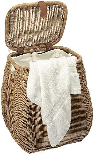 KOUBOO Wicker Rattan Laundry Hamper with Lid, Stylish Woven Basket for Laundry, Towels Blankets, Dirty Clothes, Ideal for Bedroom, Bathroom, Brown