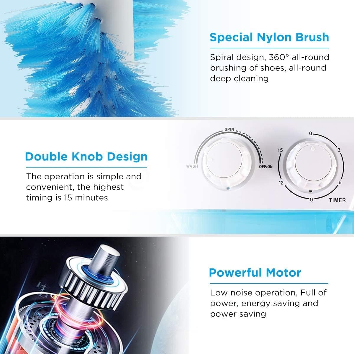 Portable Mini Washing Machine Wash Shoes Wash Clothes and Spin-dry, Semi-Automatic, 10 lbs Capacity,Mini Washer for Apartments Camping Dorms Business Trip College Rooms (Color : Black)