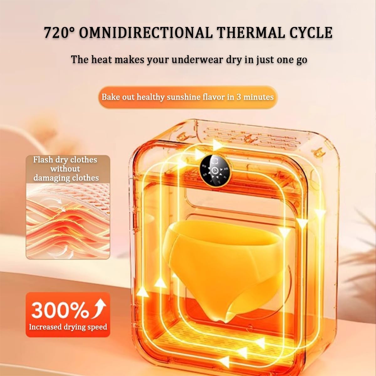 Compact Vented Tumble Dryer, 8L Small Tumble Laundry Dryer with Smart Touch Screen, Timer and 2 Heat Settings