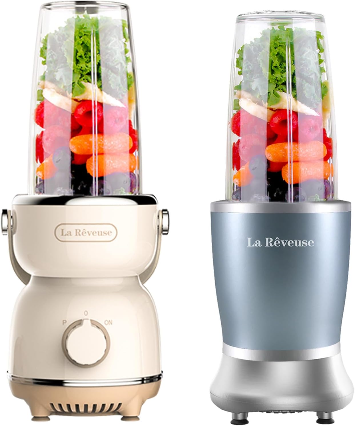 La Reveuse 300W Retro Blender + 250W Personal Size Smoothie Blender Bundle
