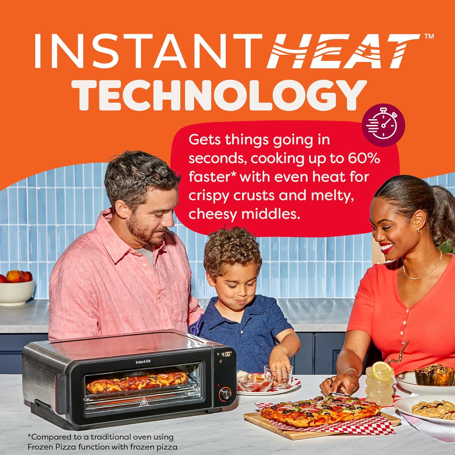 Instant Pot No Preheat Required* 6-in-1 Pizza and Toaster Oven with InstantHeat Technology, Fits a 12