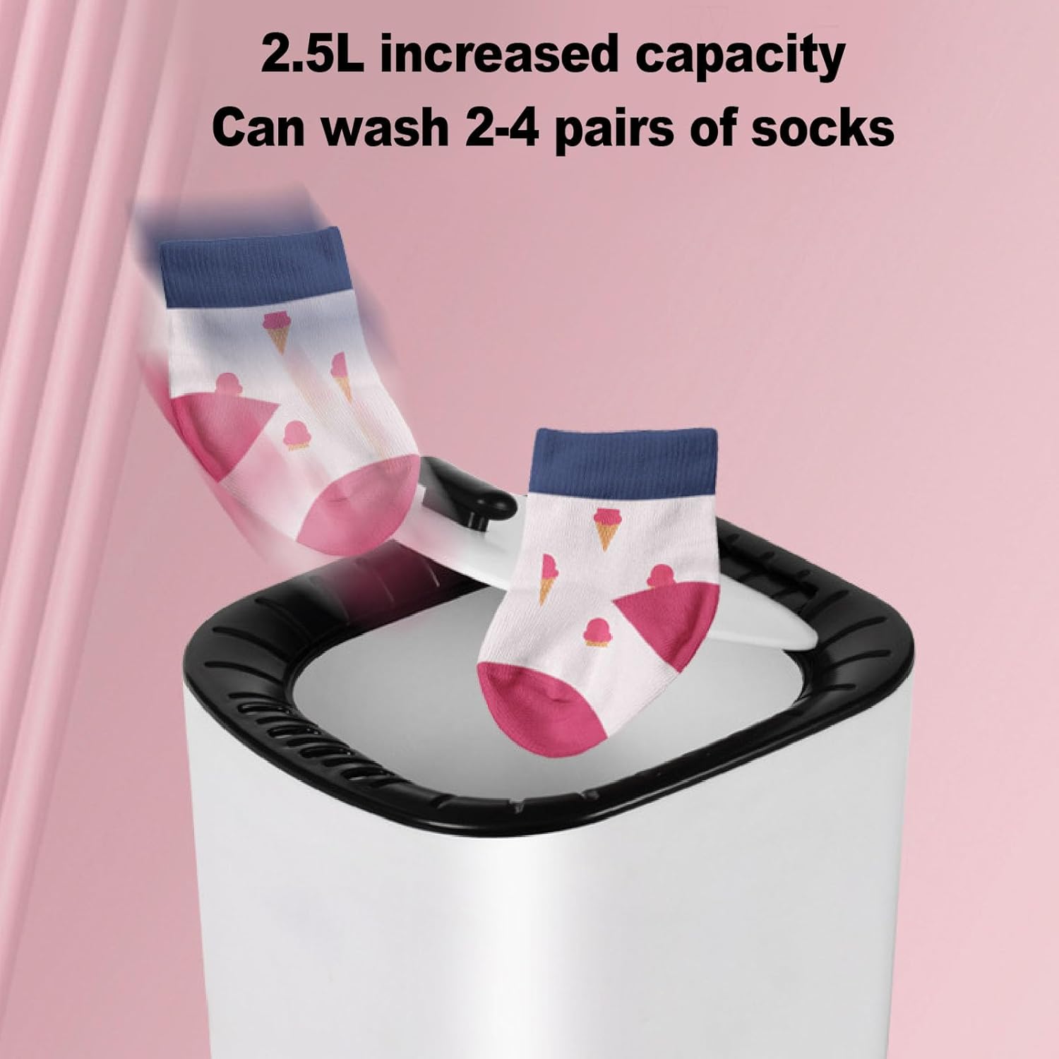 Portable Washing Machine Automatic Efficient Cleaning Quiet Mini Washer for Sock Underwear,Compact Laundry Washer for RV, Apartments and Dorms (US Plug)