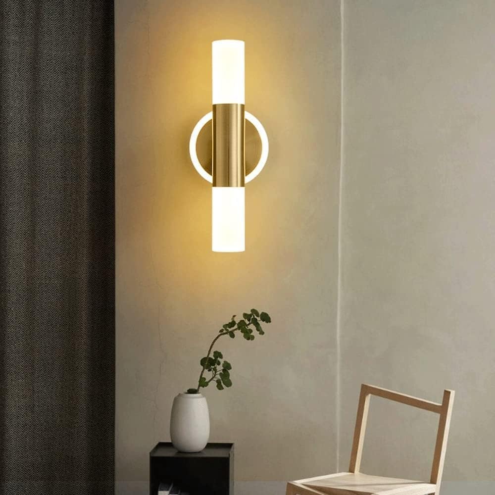 Acrylic Long Cylinder LED Wall Sconce Gold Brass Finsih Light Fixture, Indoor Art Decor Mounted Lamp,Household