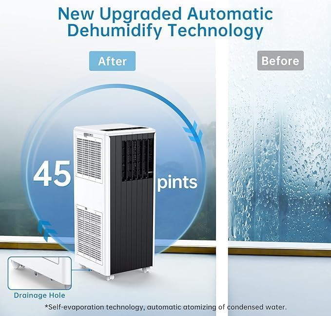 Portable Air Conditioners 8000 BTU, AC Units for Rooms with Casters, Remote Control & Sleep Mode,Fast Cooling 350 Sq.Ft,3-IN-1 Cooling,Dehumidifying,Fan for Rooms/Studios/Offices