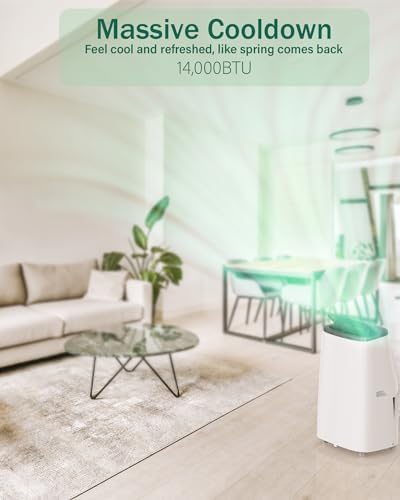 GAOMON 14,000 BTU Air Conditioner Portable with Remote Control, Portable AC Units for Rooms Up to 700 Square Feet, White.