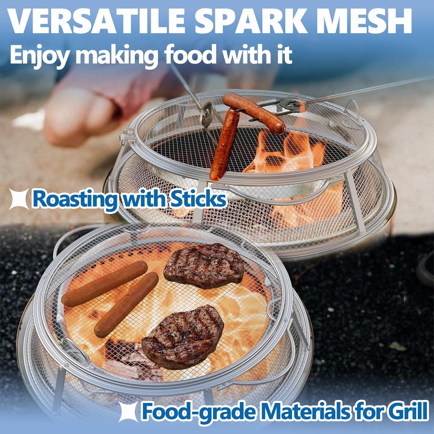 SafBbcue Fire Pit Spark Screen for Solo Stove Yukon Shield Accessories, Stainless Steel Fire Pit Protector Mesh Screen for Solo Stove Yukon Screen Cover, Round Spark Screen with Removal Tools