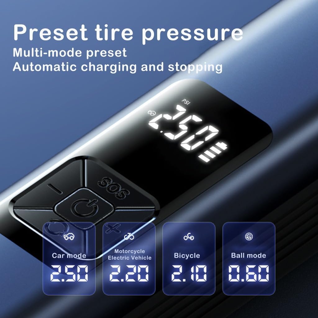 KITCISSL Car Vacuum Portable Hand Held Vacuum Cleaners, 4 in 1 Handheld Vacuum Cordless/Inflatable Pump/LED Lighting/Tire Pressure Detection for Home, Office, Pet Hair