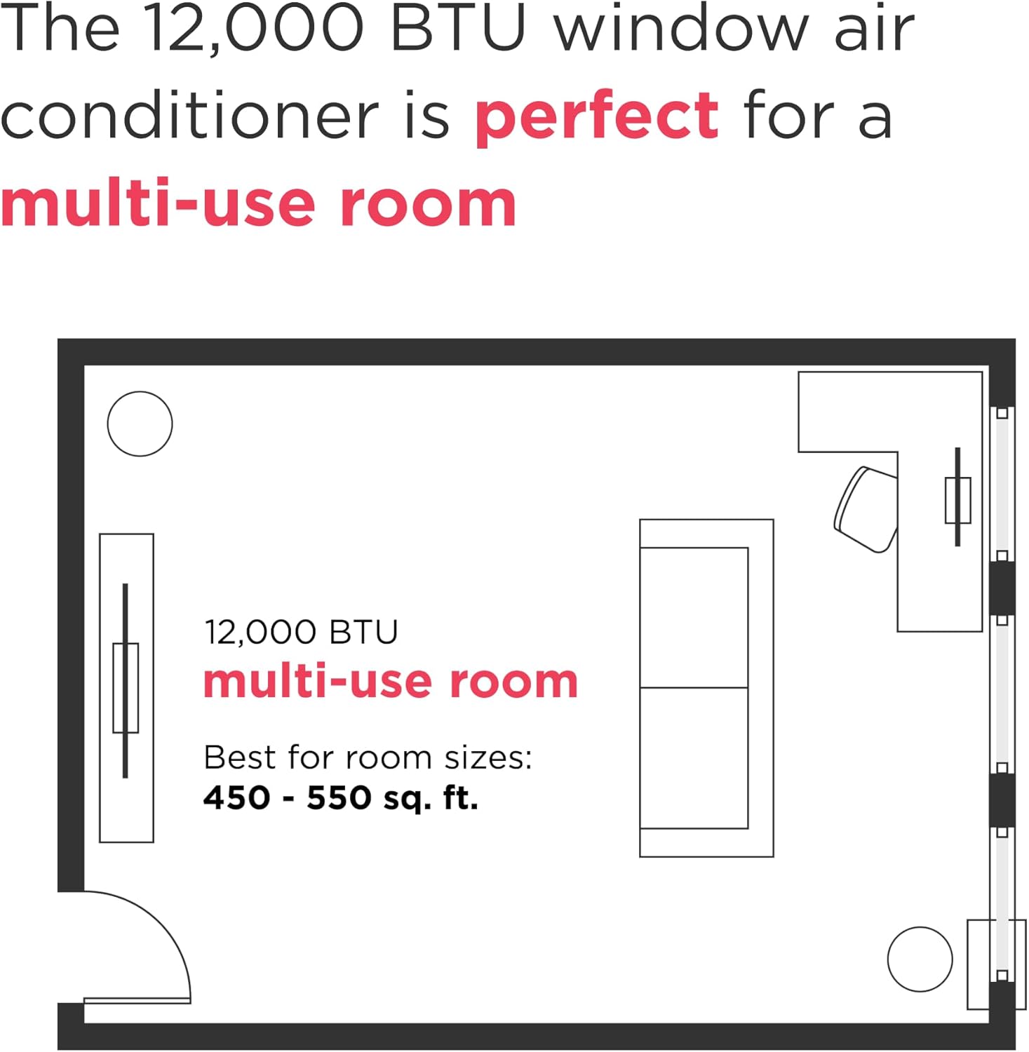 Frigidaire 12,000 BTU Smart Window Air Conditioner with Wi-Fi, Cools Up to 550 Sq. Ft., Remote Control, Quiet Operation, Eco Mode, 3 Fan Speeds, White