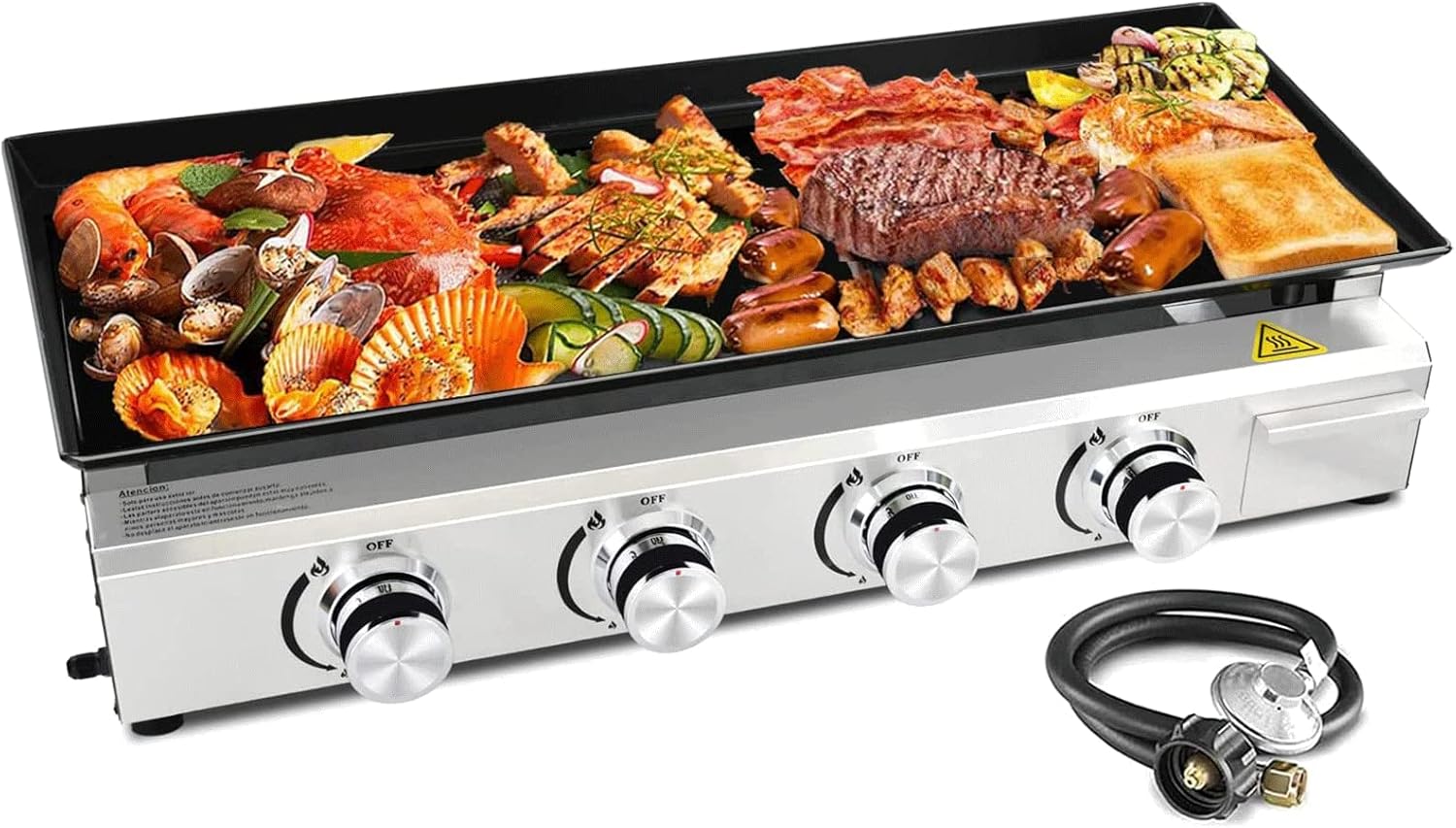 Burner Gas Griddle, 31.88 Inch Outdoor Propane Griddle, Portable Flat Top Grill, Flat Grills Outdoor Cooking, Plancha Para Cocinar, Outdoor BBQ, Camping Tailgating or Picnicking