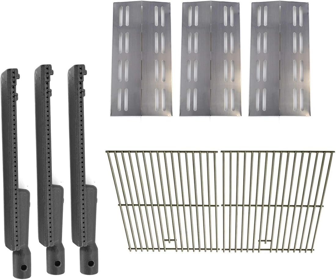 Replacement Kit for Grill Chef, Grand Hall REGAL04CLP, SS54-LP, SS54-LP & SAMS Gas Models - 3 Cast Burners, 3 Heat Plates & Stainless Steel Cooking Grates