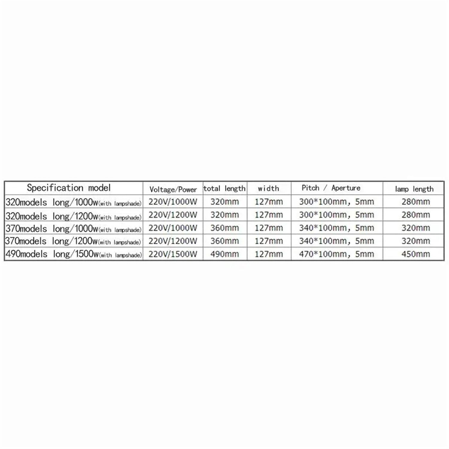 Microwave Oven Halogen tube1000W Different Length Heater Electric Element Carbon Fiber Barbecue Heating Tube with Lampshade(1200W,L320 Models)