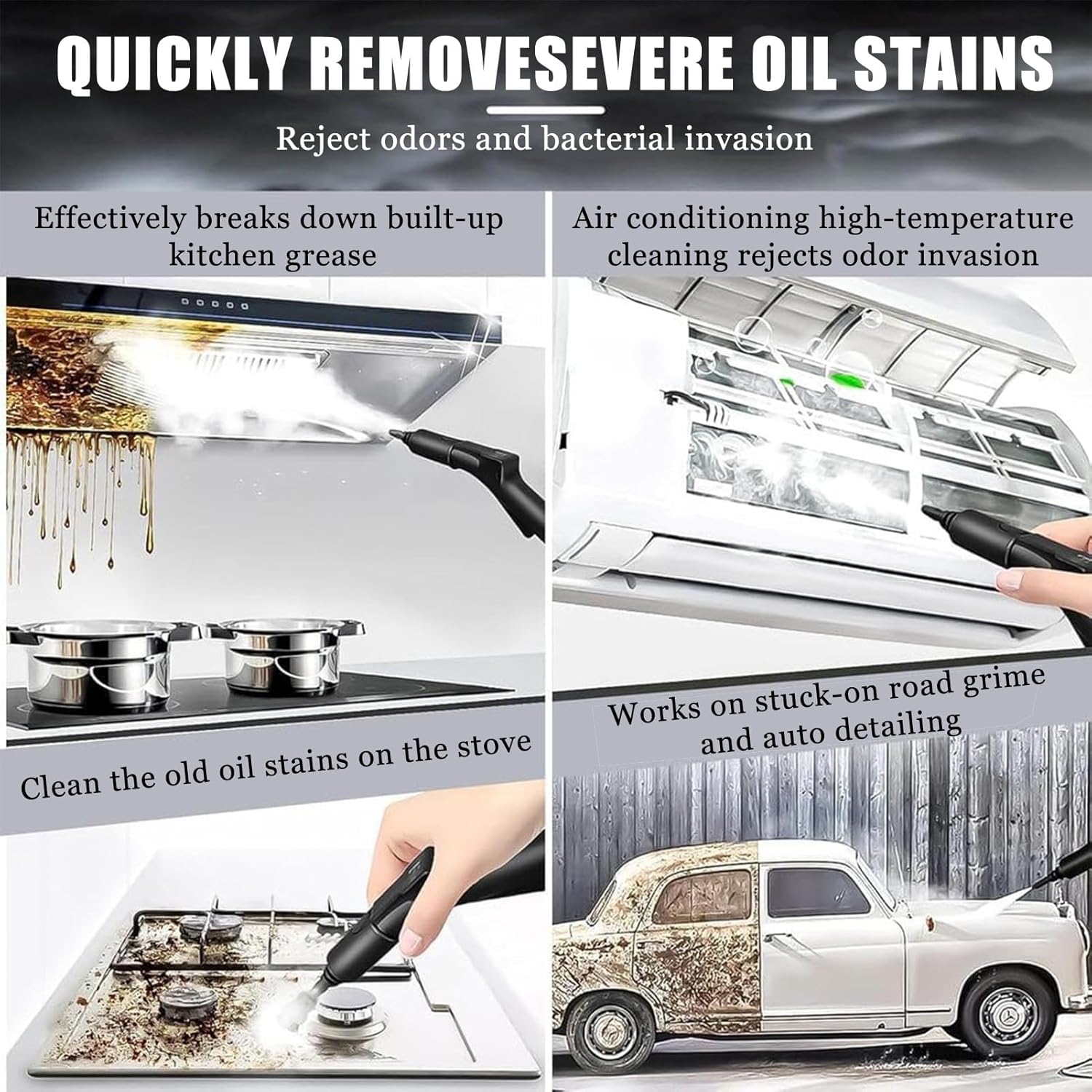 3000W High Pressure Multi Use Steam Washer, 3.5L Portable Steamer Cleaning Machine, with 9 Brush Heads, for Kitchen Home Use,Upholstery, Bathroom, Grout and Tile, Car Detailing