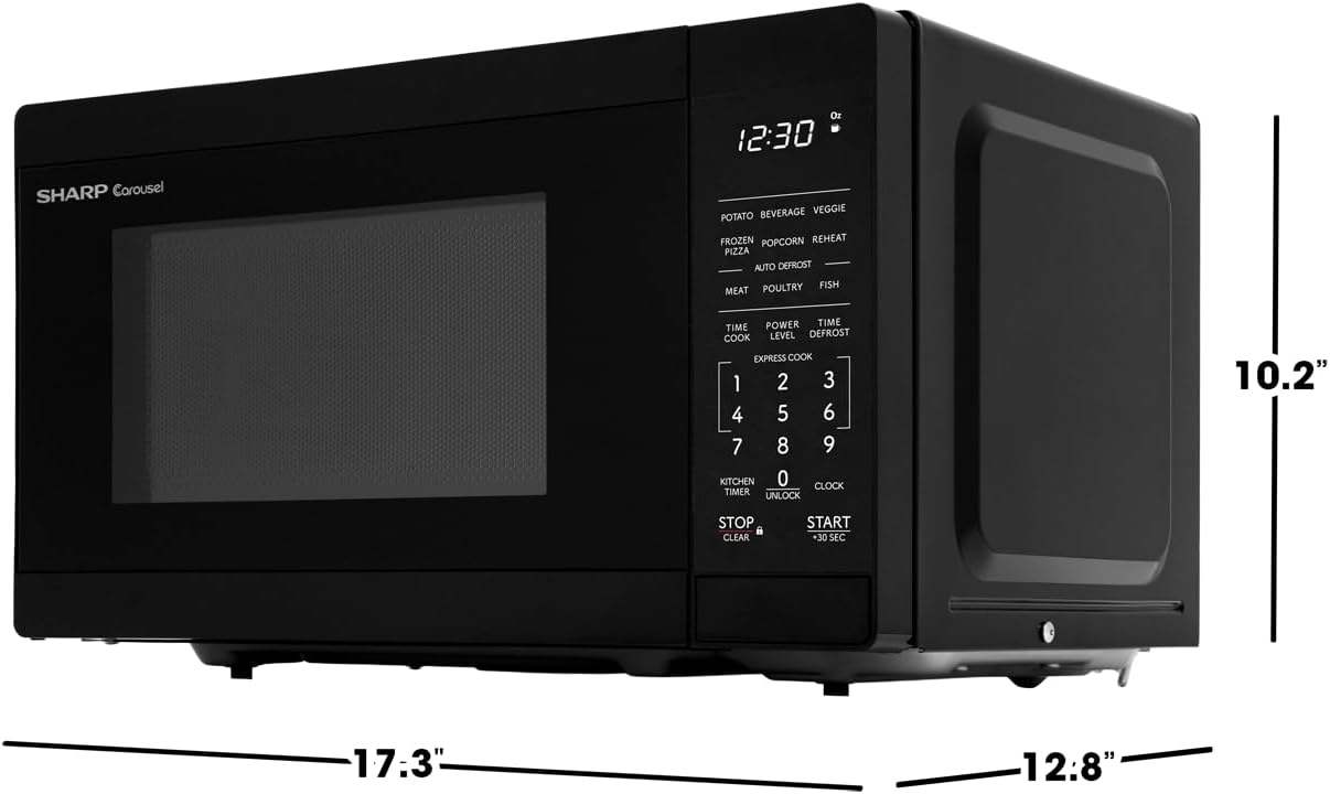 SHARP Compact Countertop Microwave Oven with Removable 10