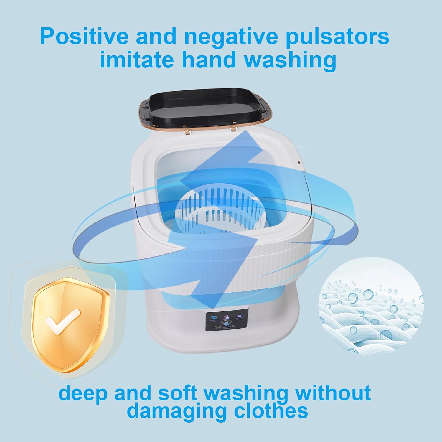 18L Portable Washing Machine, Foldable Mini Washer with 3 Modes, Small Laundry Washer for Clothes, Underwear, Apartments and Travel (Blue)