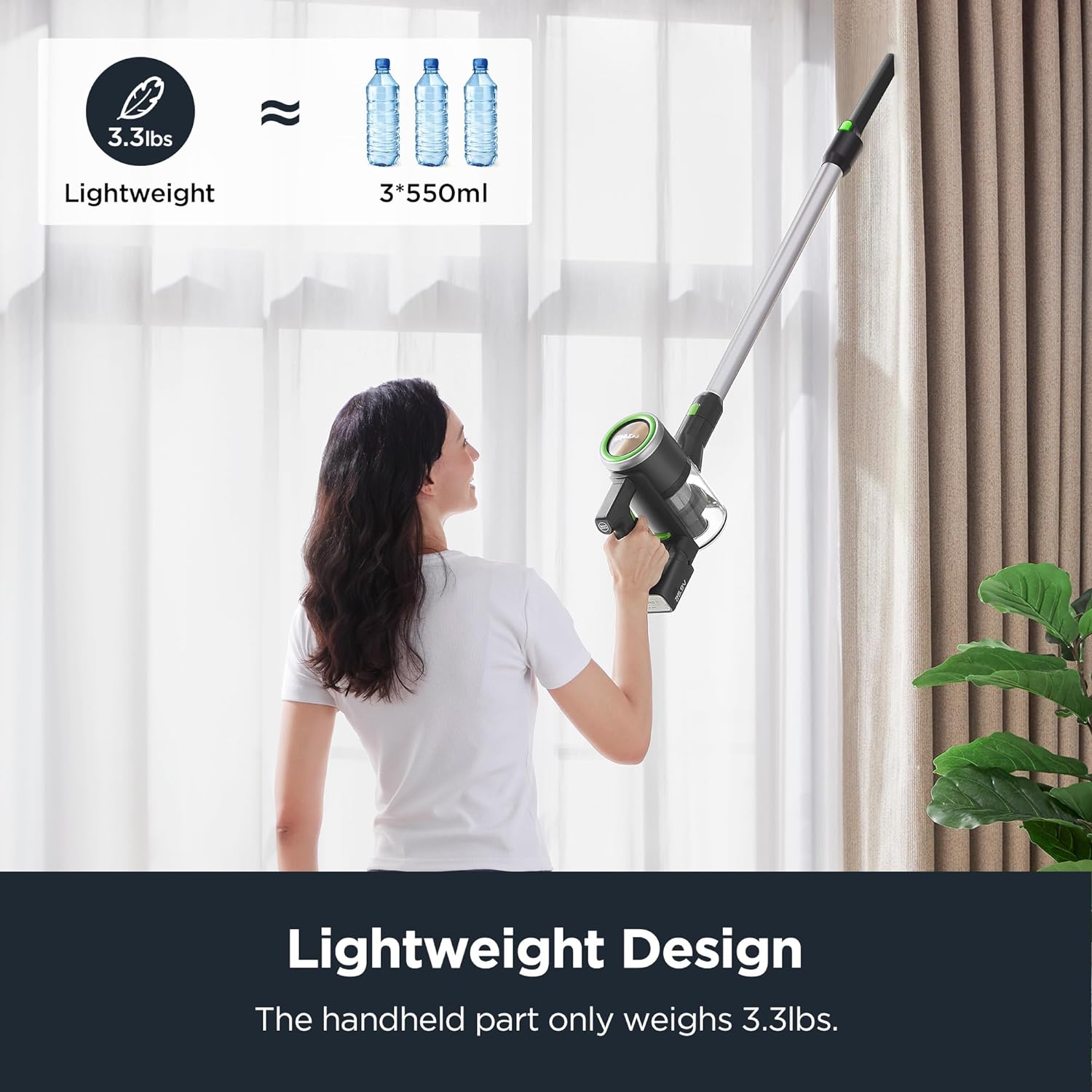 Eureka Lightweight Cordless Stick Vacuum Cleaner Convenient for Hard Floors, Rechargeable Handheld Vacuum Cleaner Portable with Powerful Motor Efficient Suction, RapidClean Ultra NEC370GR, Moss Green