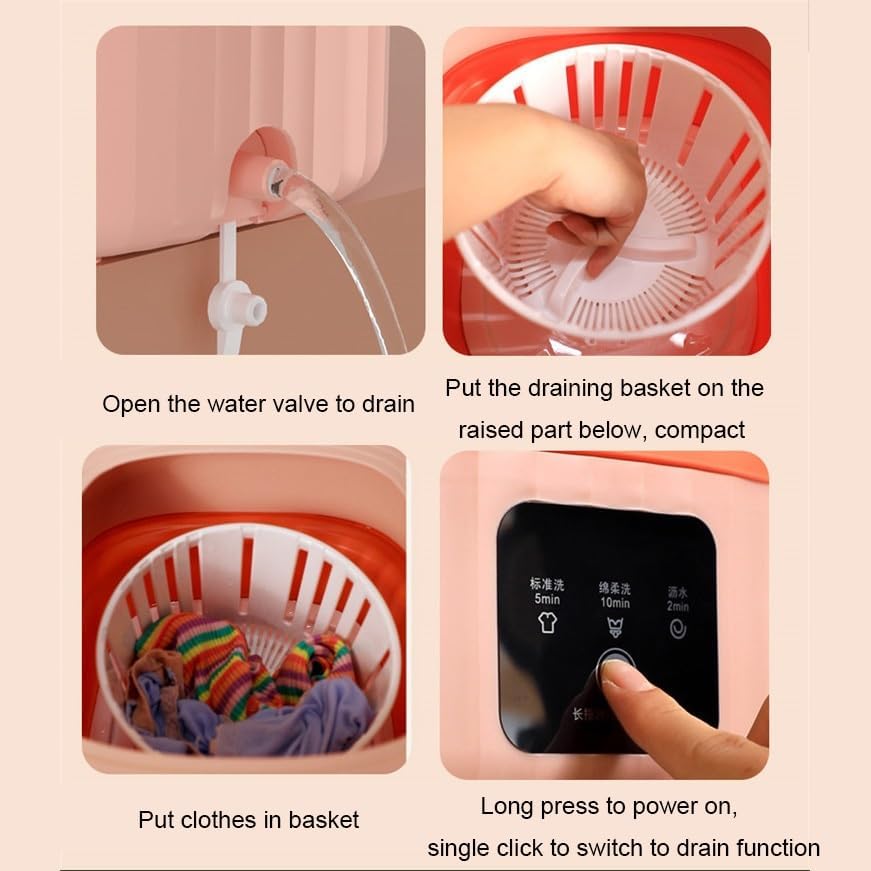 Portable Washing Machine, Volume6L Mini Portable Washer for Outdoors and Home Foldable， Small Portable Laundry Machine,(Yellow)