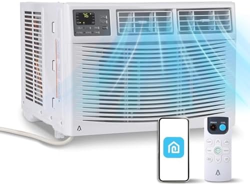 12,000 BTU Window Air Conditioner 115V, Fastcooling for 550 Sq.Ft Room, Wi-Fi Enabled Remote Control, Reusable Filter, Perfect for APT, Living Room, Office