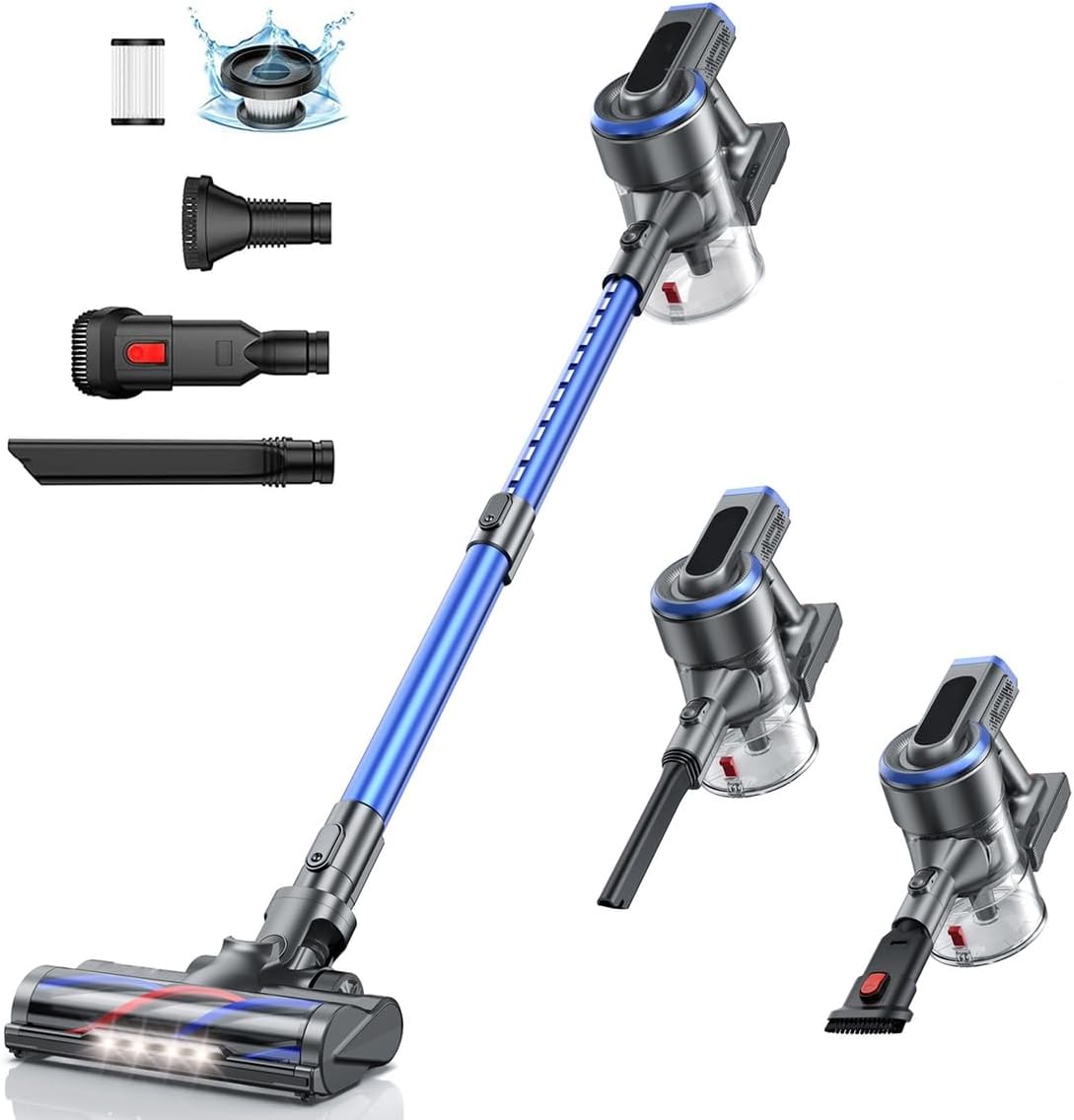 S12 Cordless Vacuum Cleaner, Upgraded 38KPA 55Mins Cordless Stick Vacuum Cleaner and Touch Screen, Anti-Tangle Wireless Vacumm, Vacuum Cleaners for Home/Pet Hair/Carpets/Floors