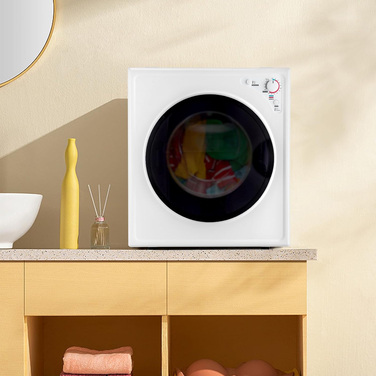 ROVSUN 9LBS -1400W Portable Clothes Dryer with Easy Control Knob, White