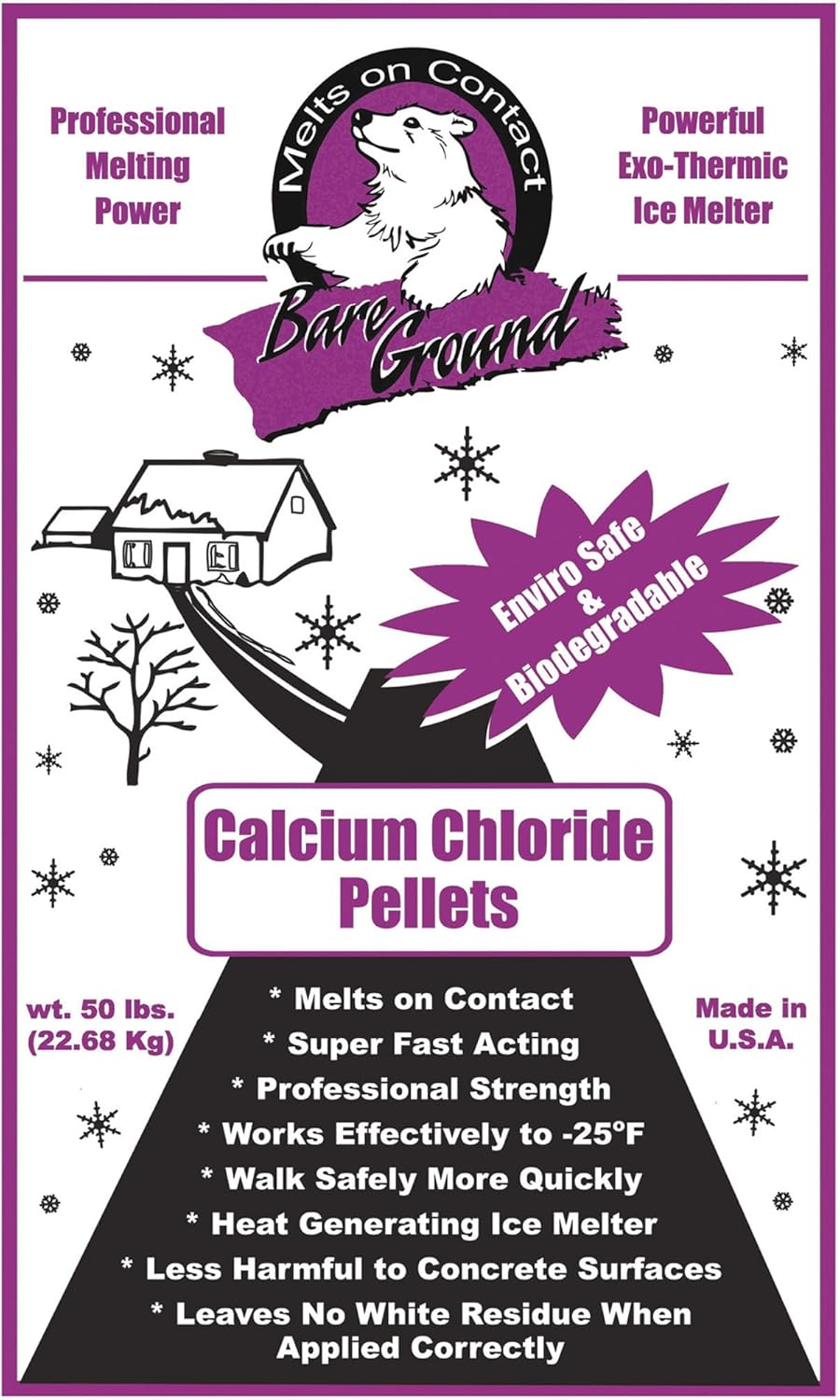 Bare Ground BGCCP-50P Calcium Chloride Snow and Ice Melt Pellets, 50 lbs (Pallet of 50)