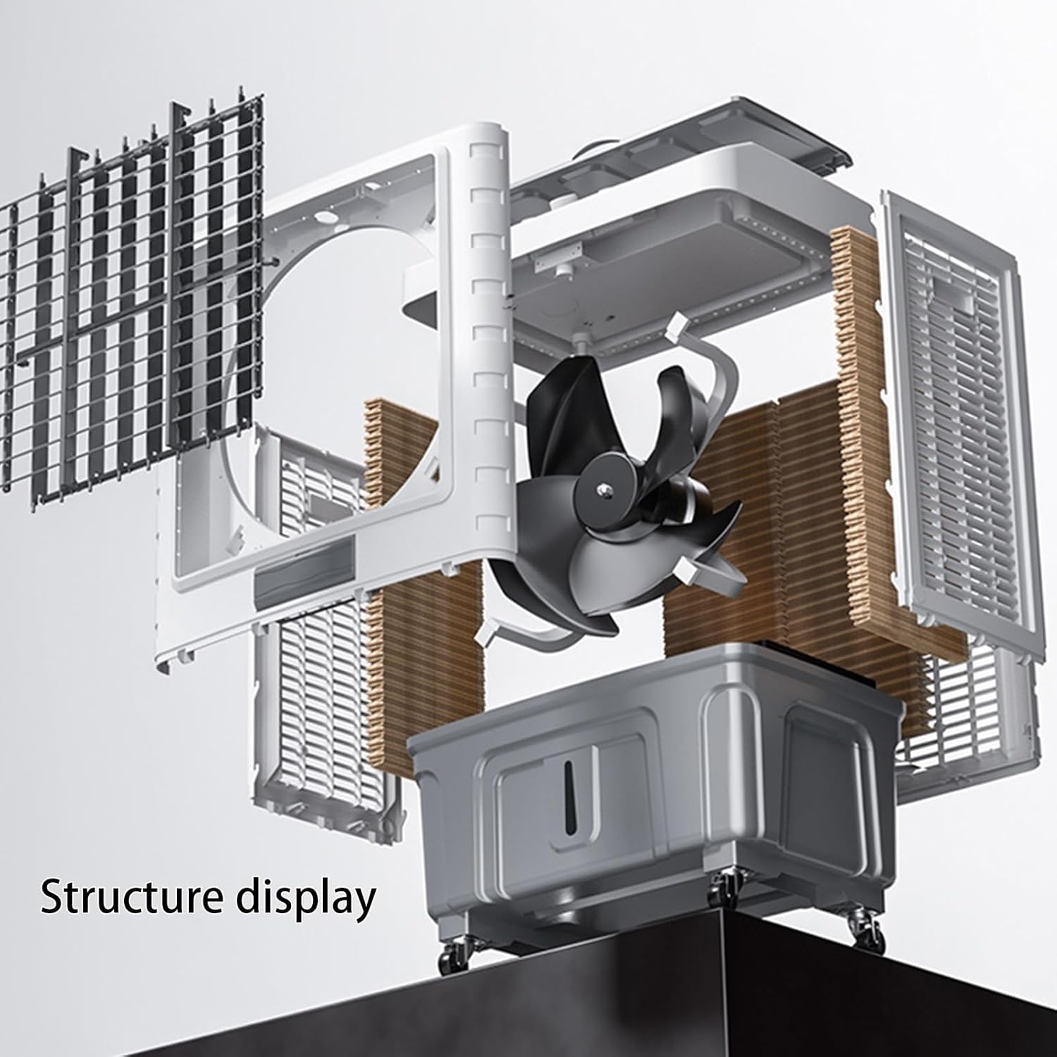 Evaporative Air Cooler, Portable Air Conditioner with Ice Crystals and 3 Wind Speeds, Swamp Cooler for Room Office Factory(60 * 42 * 115cm)