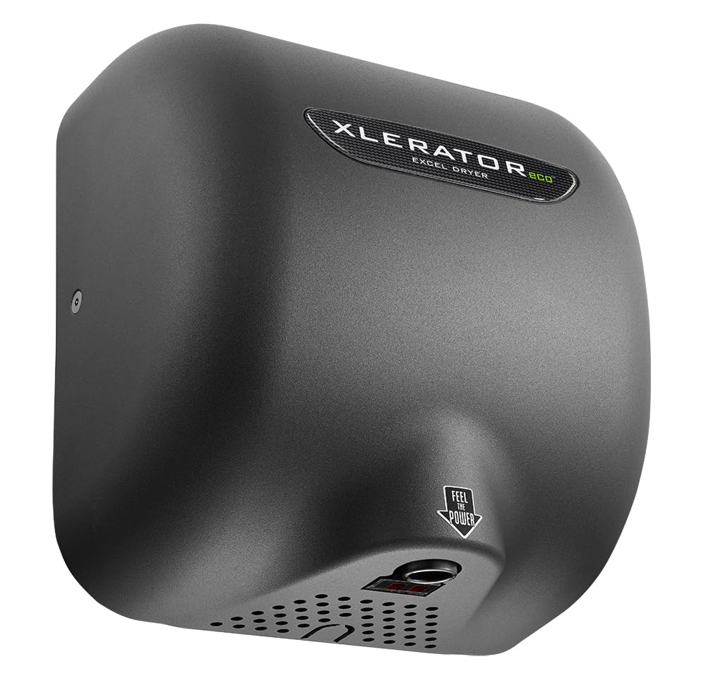 XLERATOReco Hand Dryer, Excel Dryer XL-GR-ECO-1.1N-110-120V Hand Dryer, Automatic, Surface-Mounted, Cast Cover, Textured Graphite Paint, 110-120V with Noise Reduction Nozzle