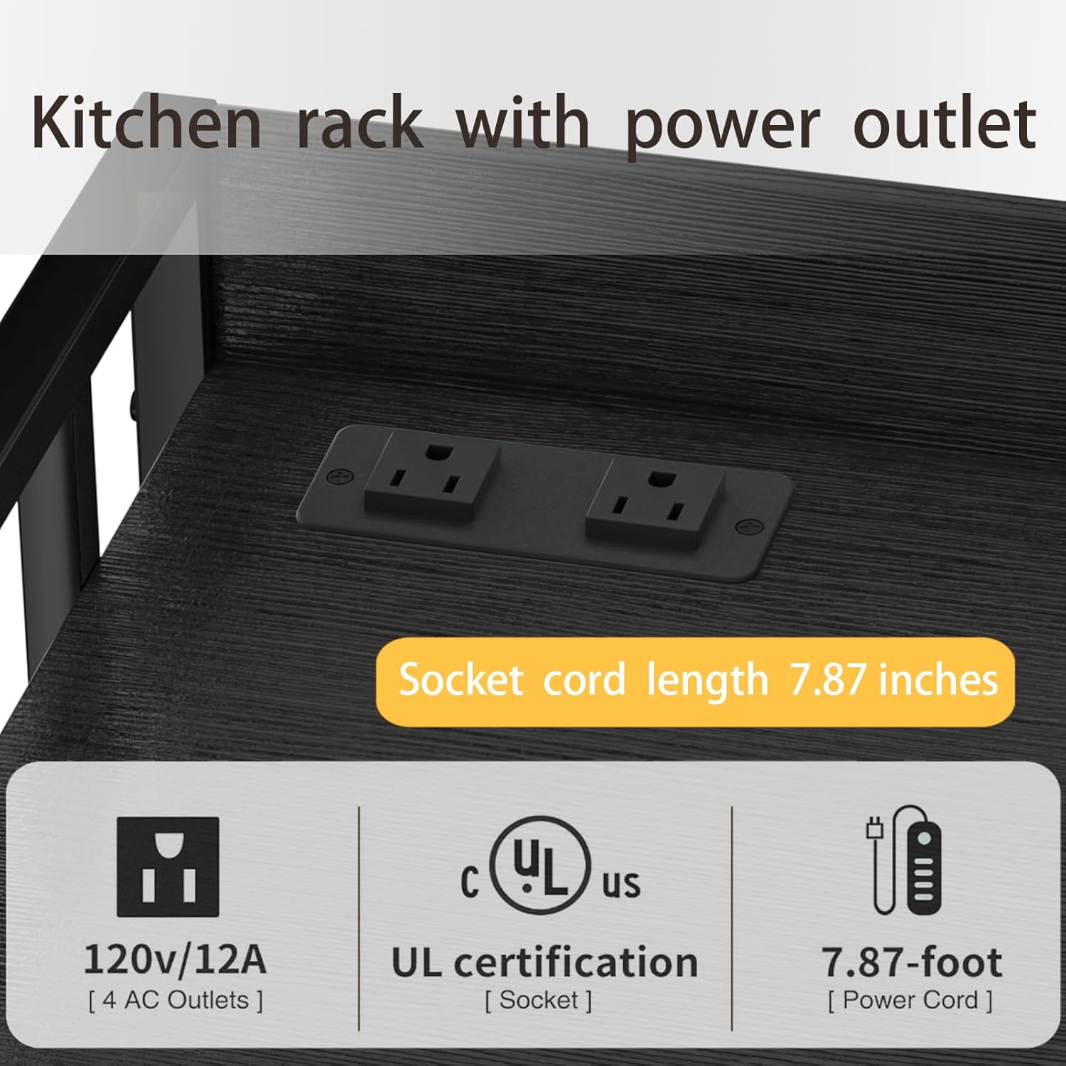 Adjustable 4-Tier Kitchen Baker's Rack, Microwave Oven Cart Stand, Heavy Duty Organizer Rack for Storage in Living Room, Garage, Home and Office, Black