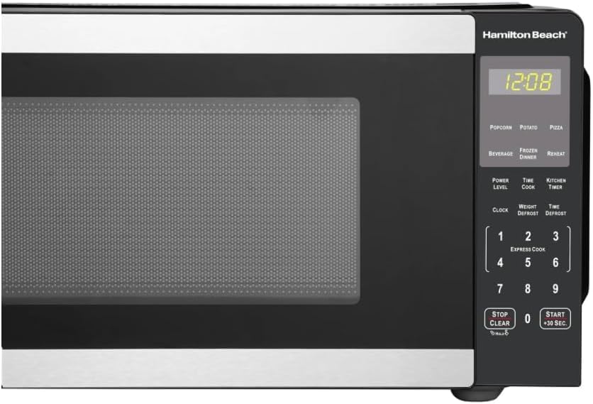 Hamiilton_Beach 0.9 Cu ft Countertop Microwave Oven, 900 Watts, Stainless Steel, New