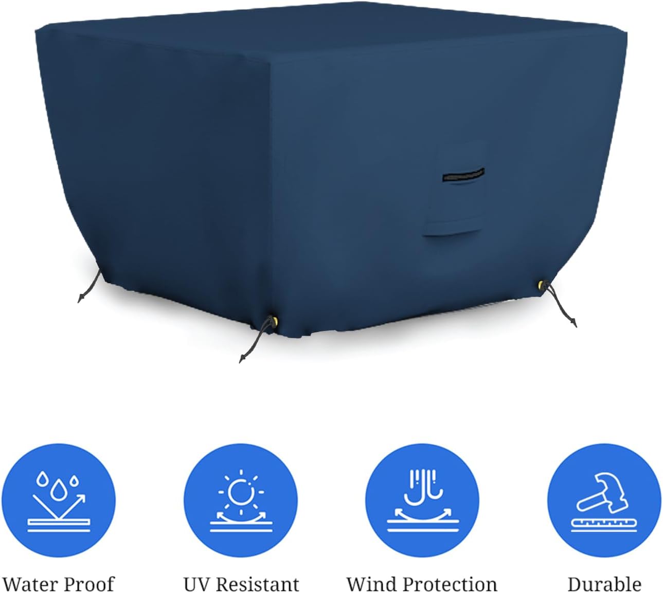 Covers & all Outdoor Square Fire Pit Cover, 12 Oz Waterproof, UV & Weather Resistant for Patio Lawn Garden Backyard Outside, with Air Vents & Drawstrings (52