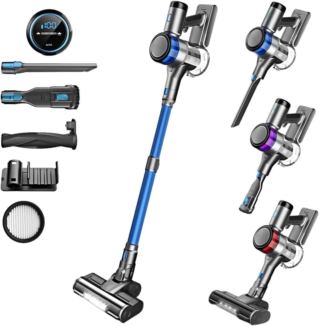 Cordless Vacuum Cleaner 45Kpa Powerful Suction Handheld Stick Vacuum with LED Display Compatible with INSE S9X(S9X Blue)