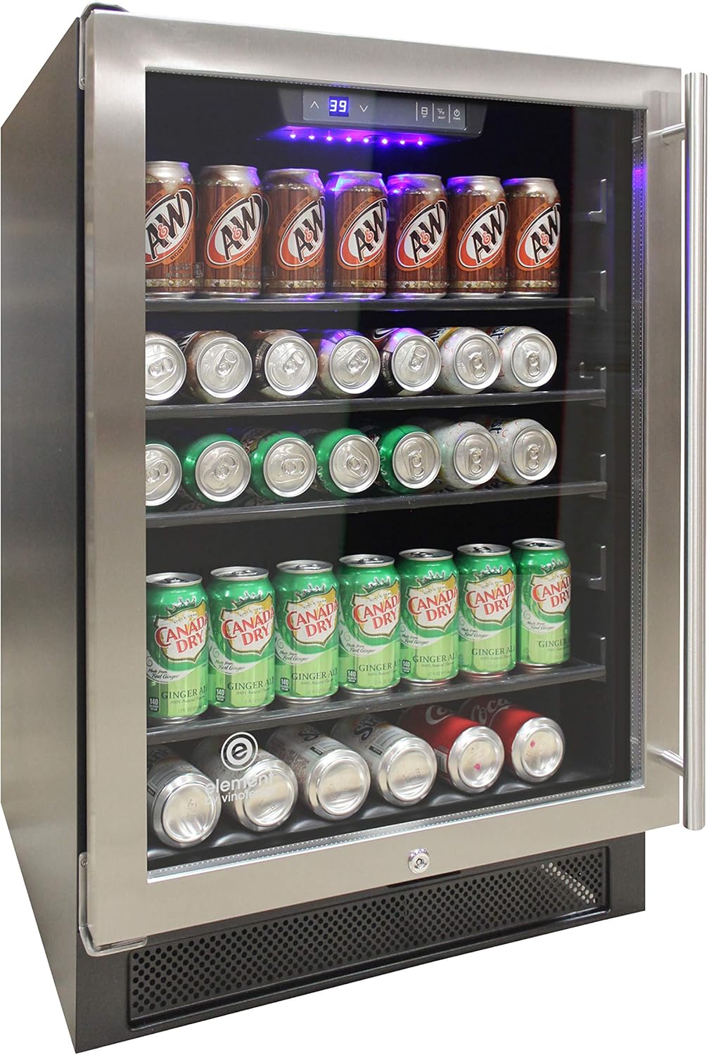 Vinotemp Beverage Refrigerator and Cooler 161 Can Capacity Mini Drink Fridge with Adjustable Temperature Control and Glass Door, 161 Can, Stainless Steel.