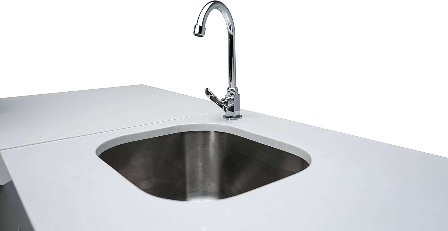 Mont Alpi MAi805-BSSBEVFC 805 44-inch 6-Burner 115000 BTU Black Stainless Steel Double Outdoor Rated Refrigerator Wine Cooler Beverage Center Granite Countertops + Faucet & Sink