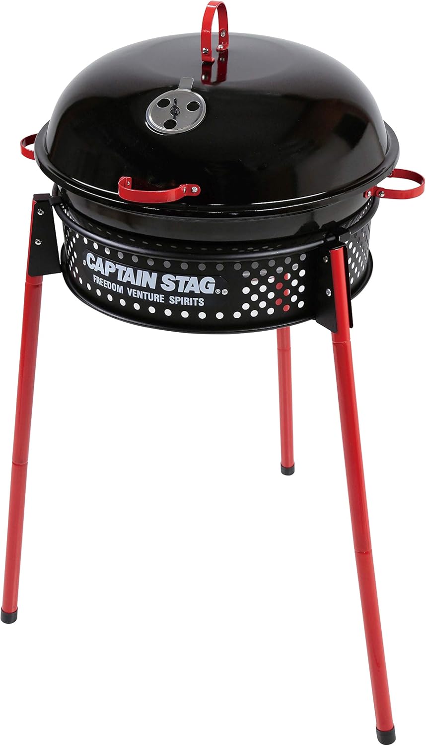 Captain Stag UG-60 Barbecue Stove, Grill, Bonfire Stand, Smoke Compatible, Hooded, 3-in-1, American Easy Grill, Type II, Storage Bag and Vent Included