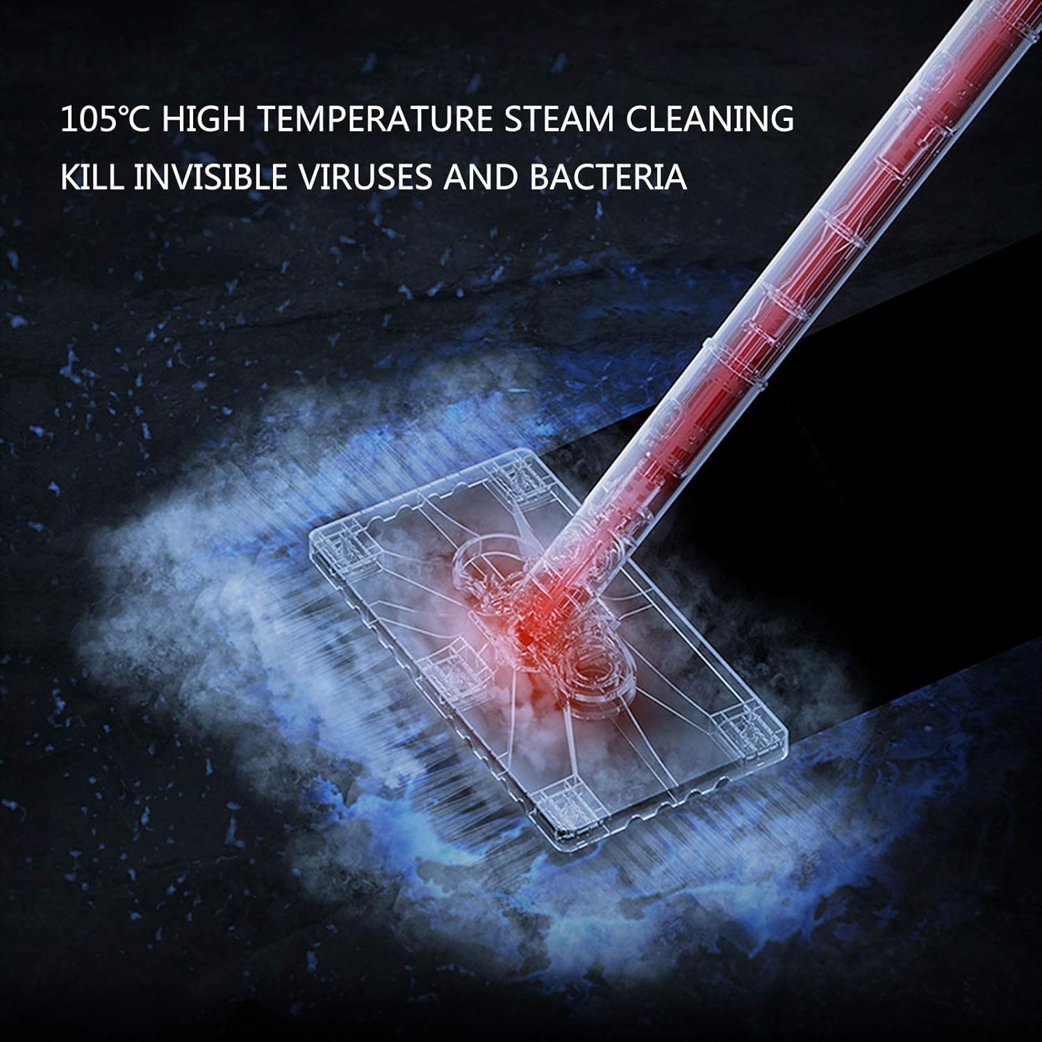 Multifunctional Steam Mop Hand-Held Cleaner All-in-One Carpet Floor 1300W Electric Mop Carpet with 12 Attachments and 2 Microfiber Pads White (White)