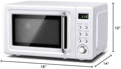Countertop Retro Microwave Oven, 0.7 Cu Ft Small Microwave with Defrost, 5 Micro Power, 8 Auto-Cooking Set & Child Lock, Compact Microwave w/10 Inch Turntable, 60-min Timer, LED Display, 700W