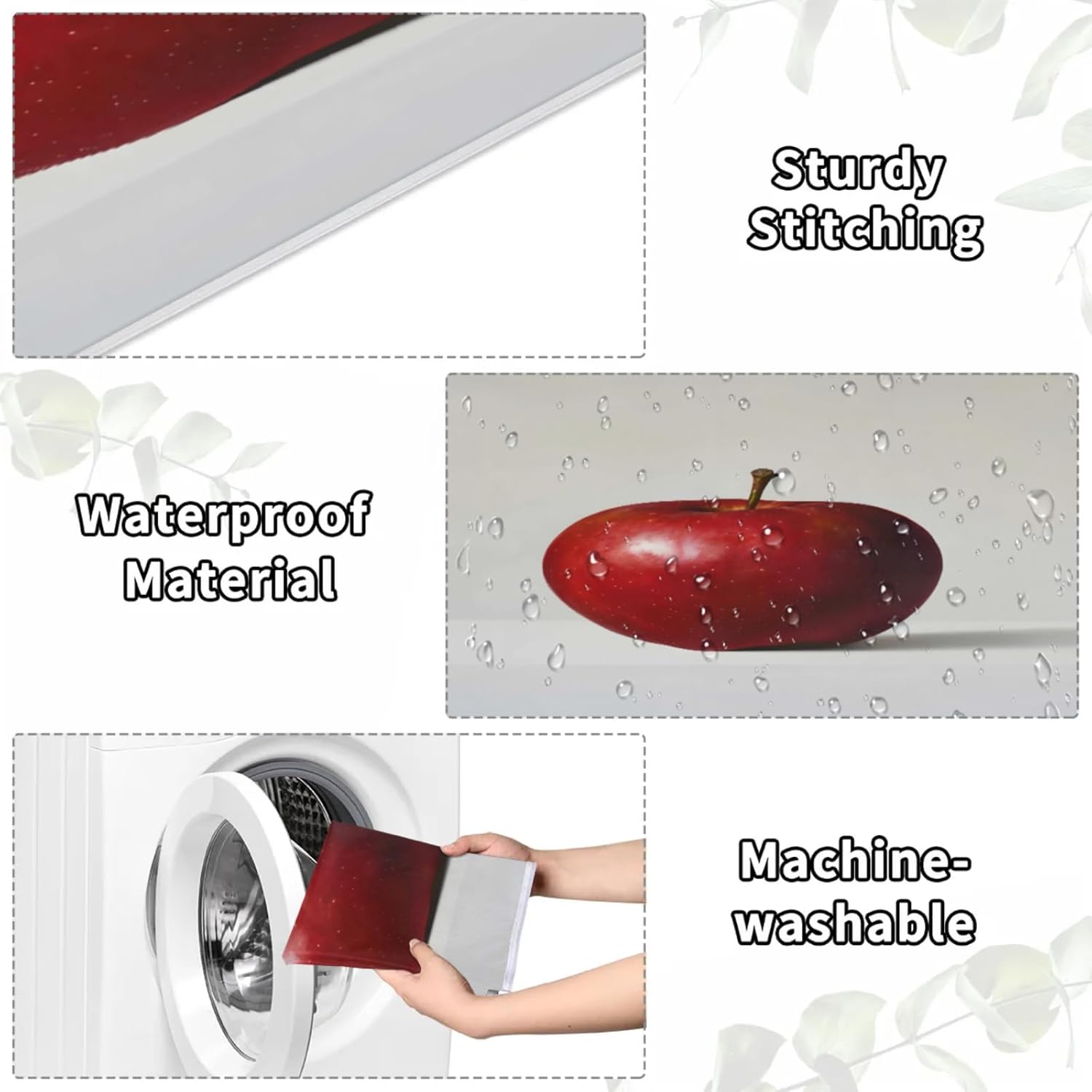 Red Apples Washer and Dryer Covers for the Top, Fruit Printed Non-slip Washer Cover, Washer Top Protector Washing Machine Cover for Laundry Home