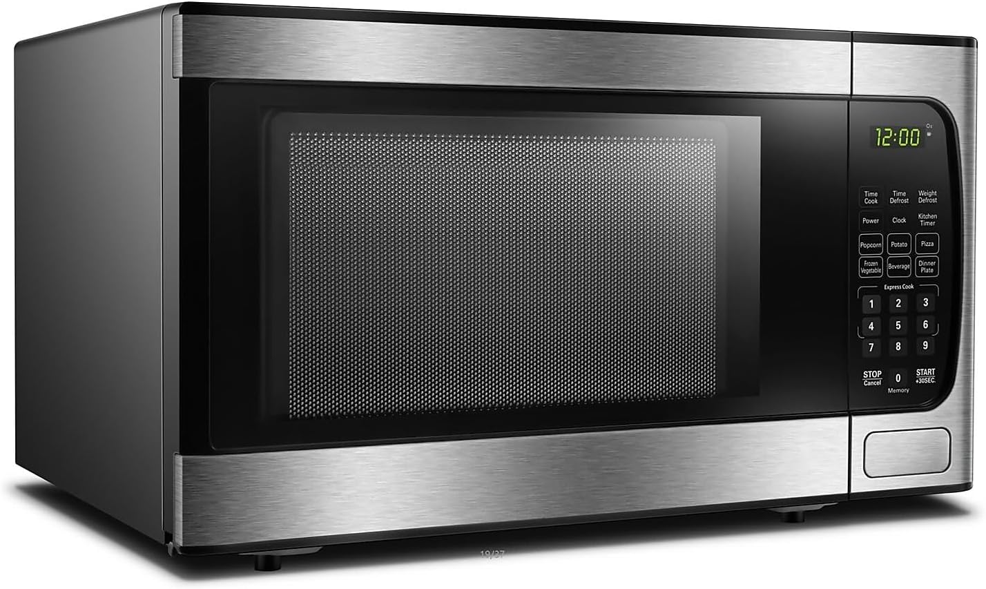 Danby DBMW0924BBS 0.9 Cu.Ft. CounterTop Microwave In Black Stainless Steel - 900 Watts, Small Microwave With Push Button Door