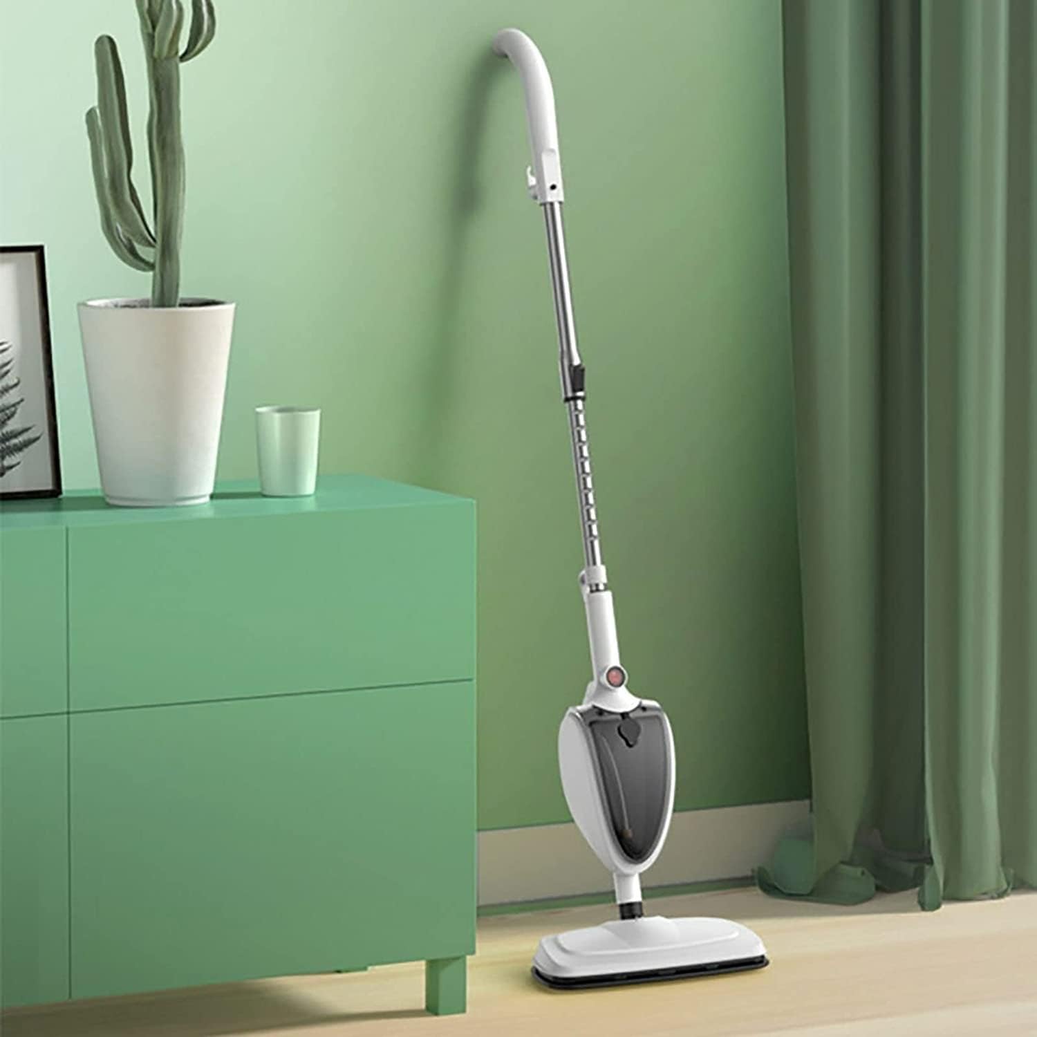 Steam Mop, Removable Handheld Steamer, Cleaner for Tile and Hardwood Floors, Multi-Function Hand-Held Mop for Hardwood Floor, Tile, Laminate, Carpet, Marble (White)