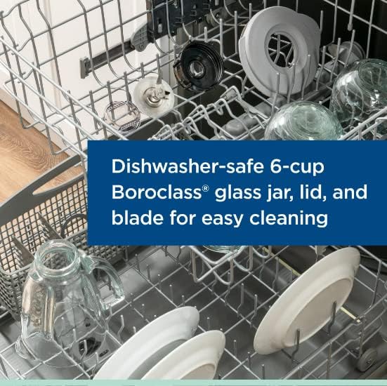 Glass Jar Blender 6-Cup Easy-to-Use, Food Chopper and Ice Crush | Smoothie Blender & 5-speed functionality, White