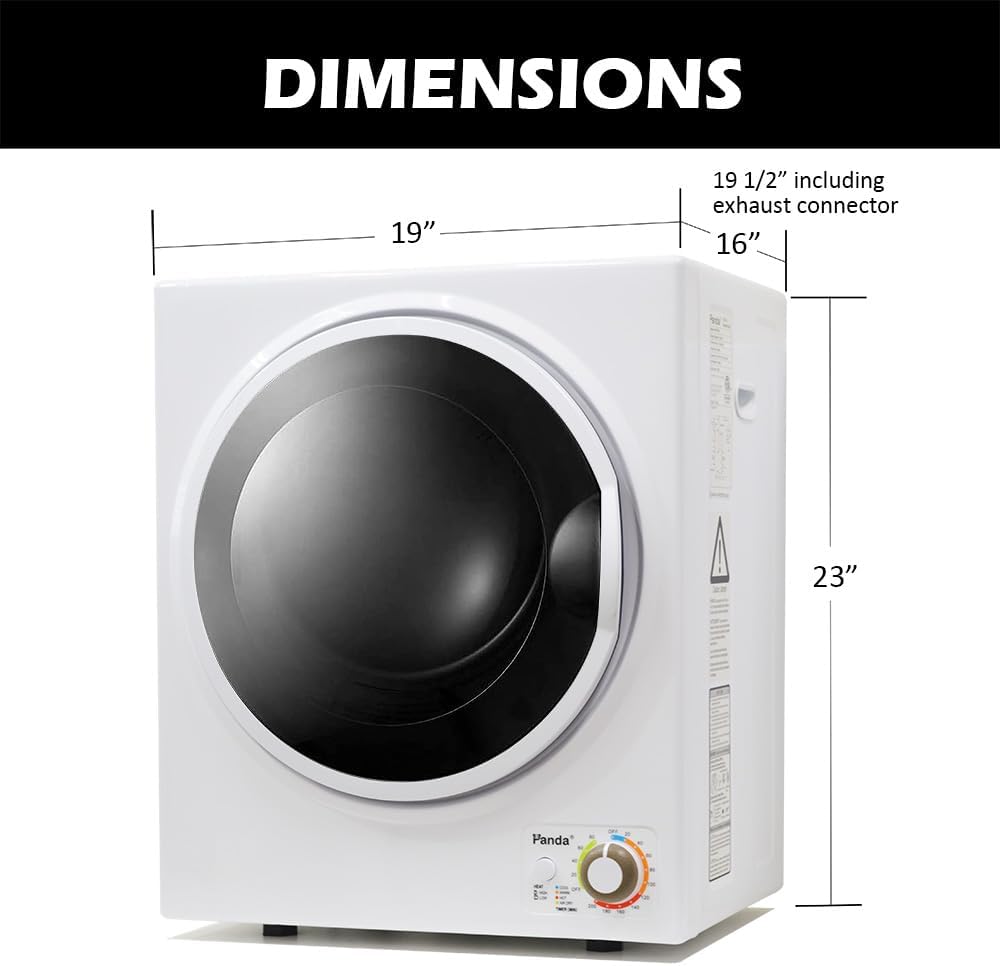 Panda Portable Clothes Dryer – 1.5 cu.ft Compact Electric Dryer, 850W, Stainless Steel Tub, 110V – Ideal for Apartments, Dorms & Small Loads