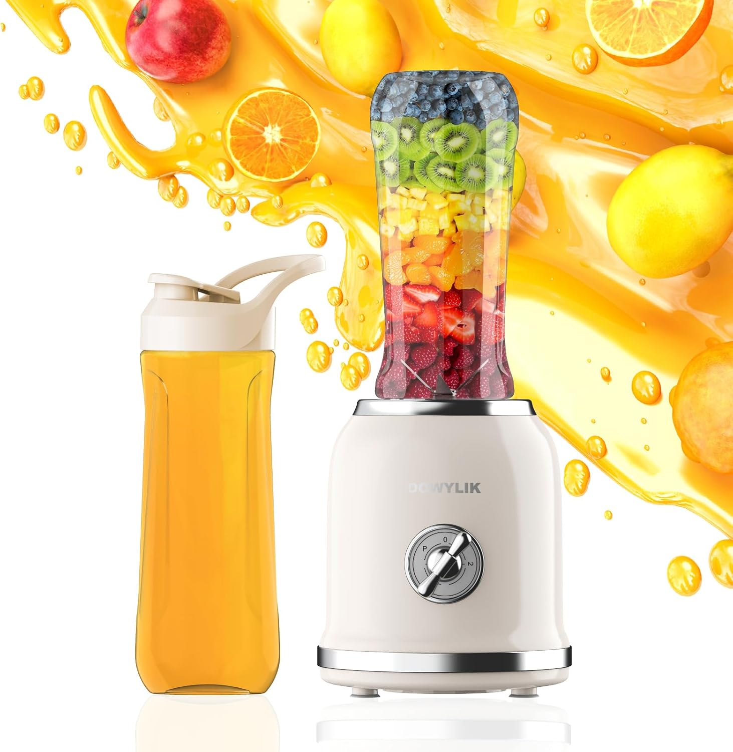 Personal Blender, 3 Speed Retro Smoothie Blender for Protein Drink, Smoothie Maker with 6-Edge Blade and 2 * 20oz BPA Free Travel Cups