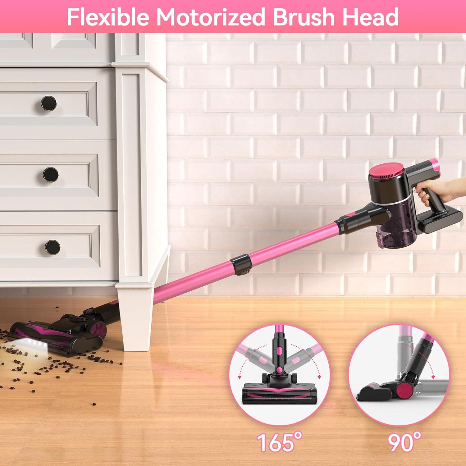 N8 Cordless Vacuum Cleaner, Lightweight Stick Vacuum with Powerful Suction, 2200mAh Battery, 40 Mins Runtime, Self-Standing, Rechargeable Vacuum Cleaners for Home Hardwood Floor Carpet Pet Hair