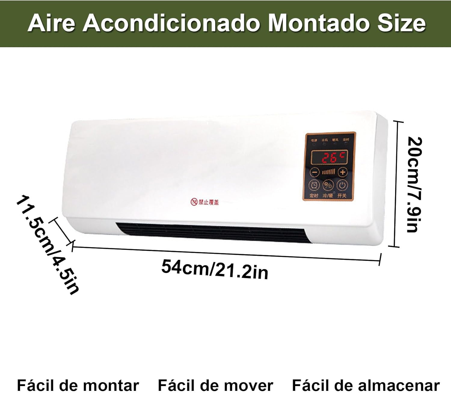 Enchantia Wall Mounted Air Conditioner, Cooling and Heating Portable Air Conditioning Split Max With Remote Control and Digital Display Screen, Wall-Mounted 2-In-1 Mini Split Thermostat