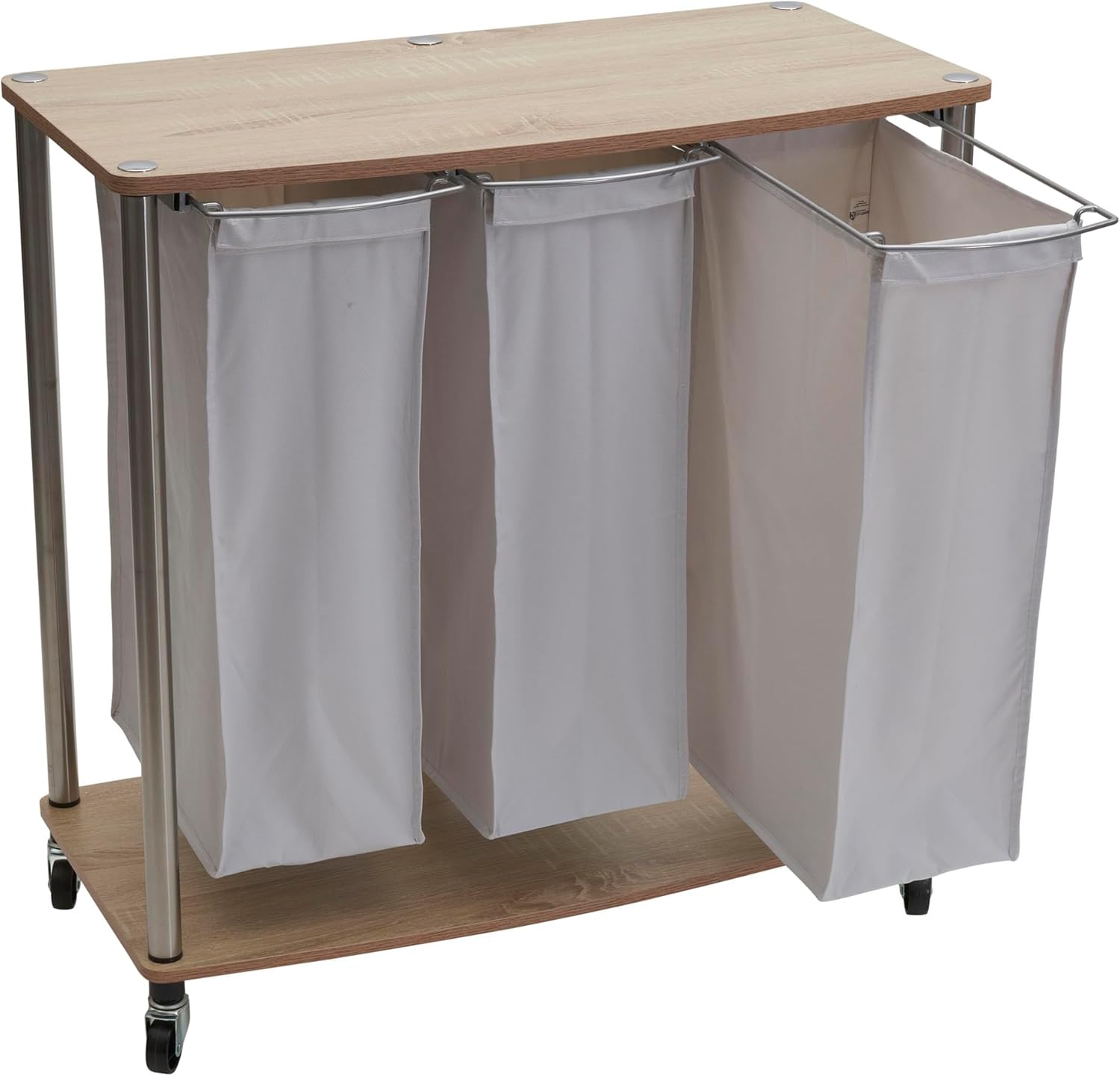 Household Essentials 3-Bag Laundry Sorter, Washable Linen Laundry Bags, 3-Load Capacity, Versatile, Light Ash