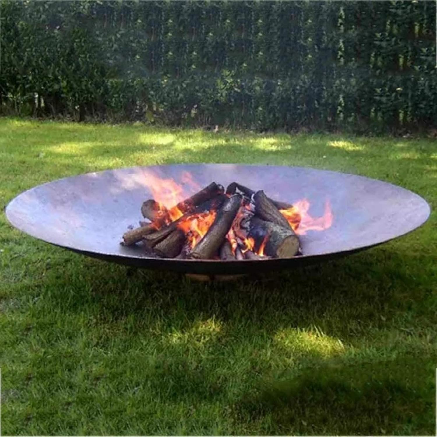 Large Cast Iron Garden Fire Pit Basket for Party,Oversize Round Fire Pit,Outdoor Heater Firebowl Wood Burning,Heavy Duty Metal Fireplace for Charcoal Burning
