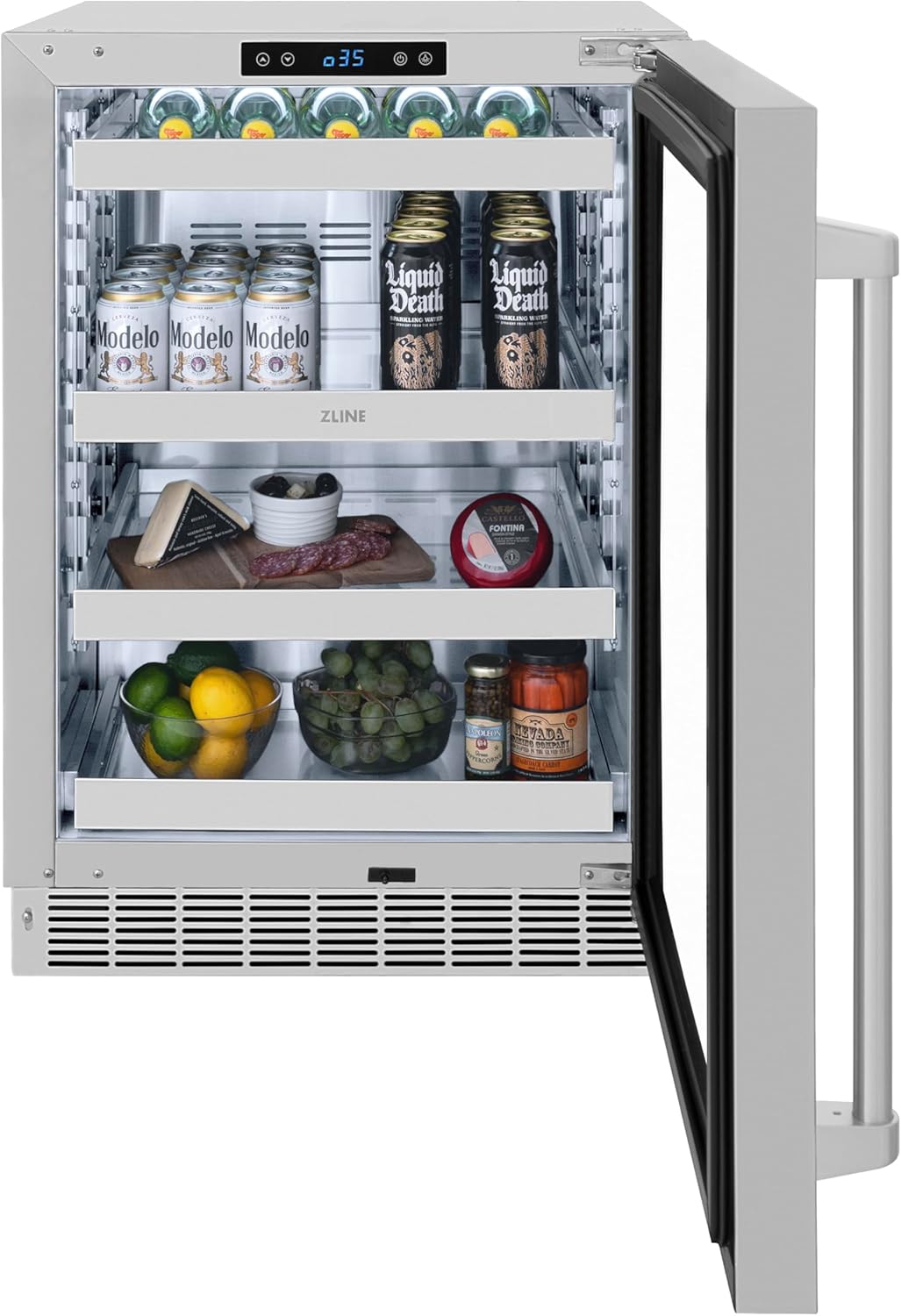 Z Line Kitchen and Bath ZLINE 24 in. Touchstone 151 Can Beverage Fridge With Stainless Steel Glass Door (RBSO-GS-24)