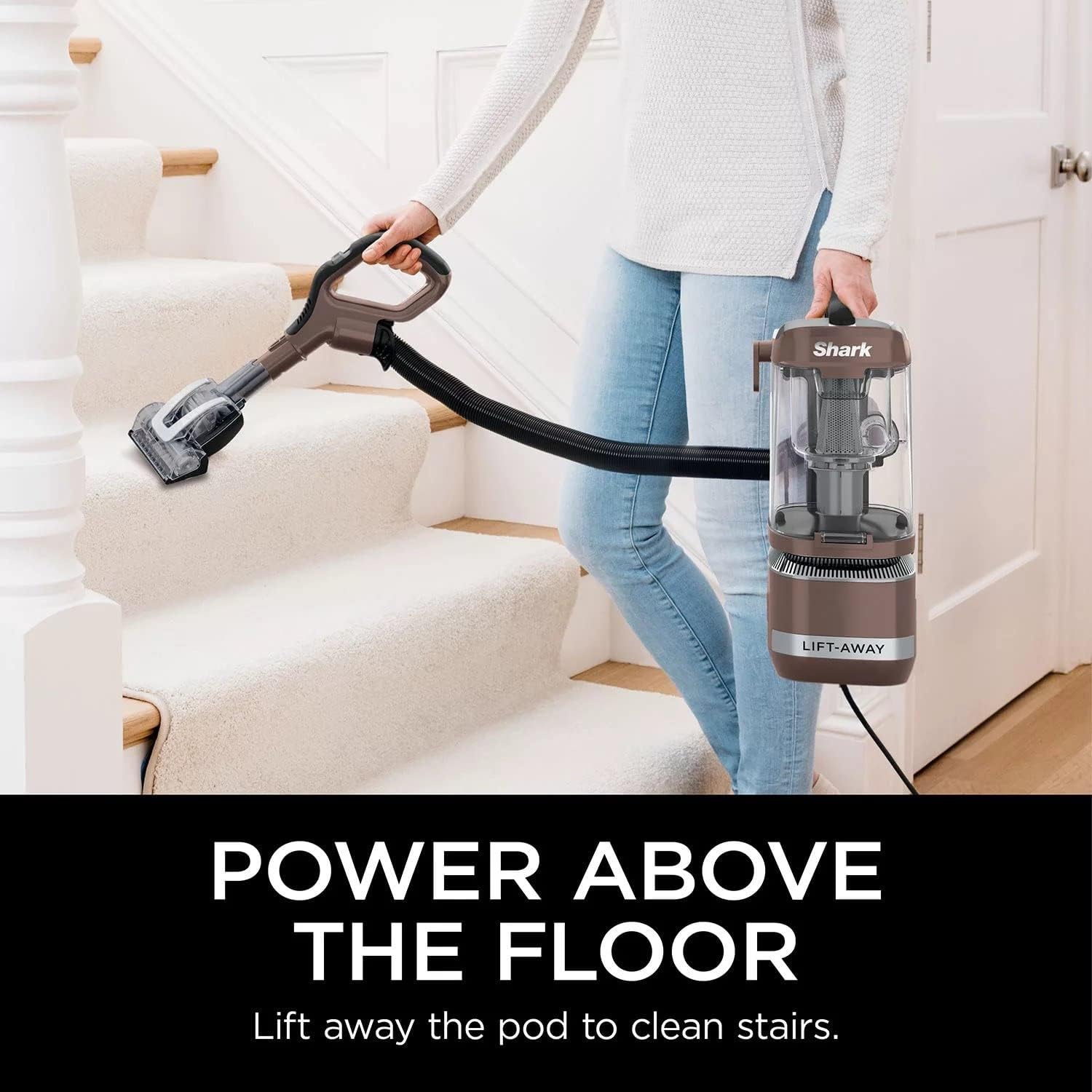 SHARK LA455 Rotator Vaccum Upright Vacuum with Self-Cleaning Brushroll Powerful Pet Hair Pickup and HEPA Filter, Lift-Away w/DuoClean, Brown