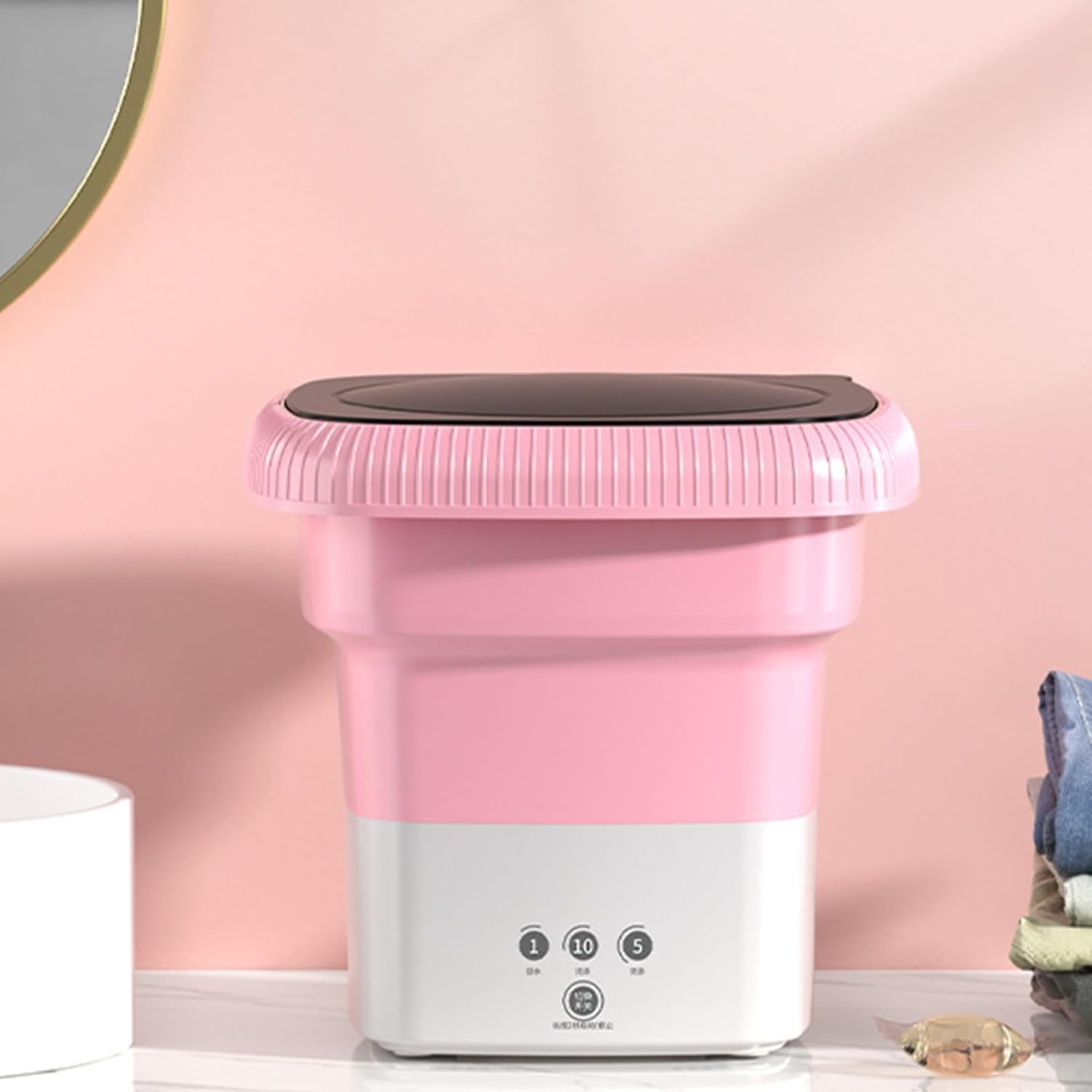 DELURA Foldable Washing Machine with Drain Basket Mini Portable Washing Machine, Portable Washer Machine-6L Capacity (Color : A)