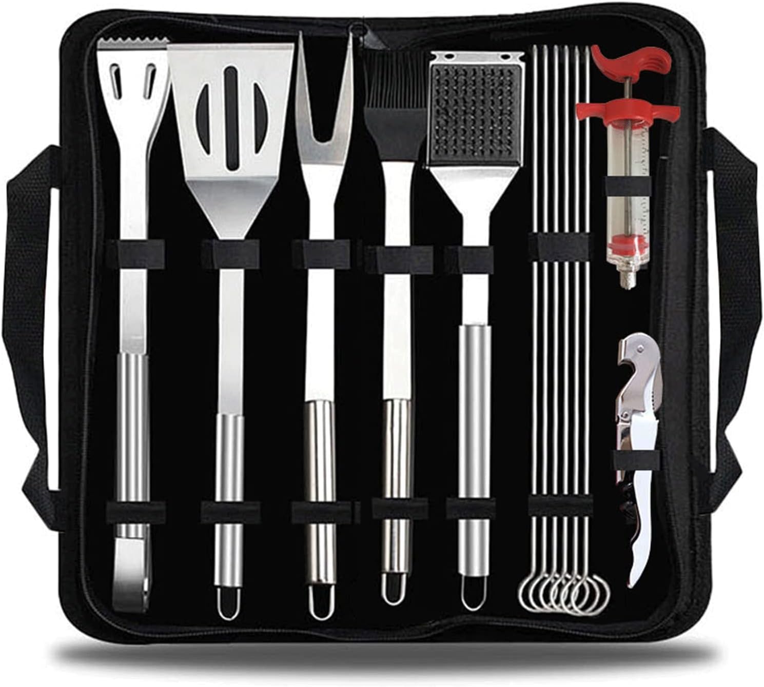 13pcs Stainless Steel BBQ Accessories Tool Set, Grill Set Heavy Duty BBQ Accessories, Grill Accessories BBQ Tools with Meat Injector, for Foodies, Barbecue Fans, Cooks